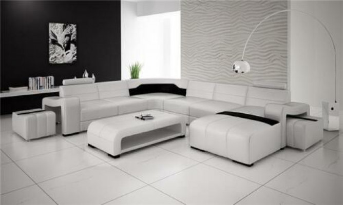 Paysage vivant Canapé Rembourrage Siège Ensemble Canapé d'angle Grands canapés + 2 tabourets