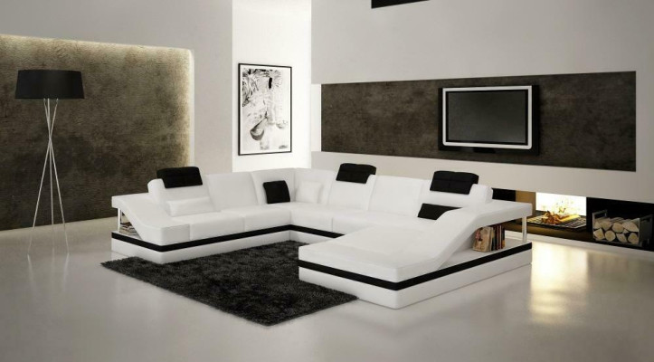 Canapé d'angle Canapé en cuir Canapé rembourré Sofa paysager Salon Combiné Canapé en U-forme