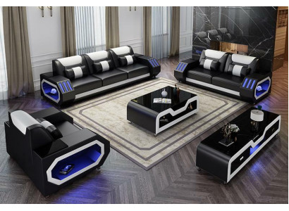 Canapé en cuir ensemble de canapé 3+2 design moderne neuf de canapé