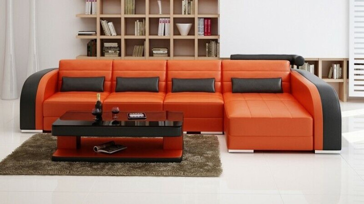 Canapé d'angle moderne en forme de L Rembourrage Siège Canapé d'angle + Fauteuil Sofas