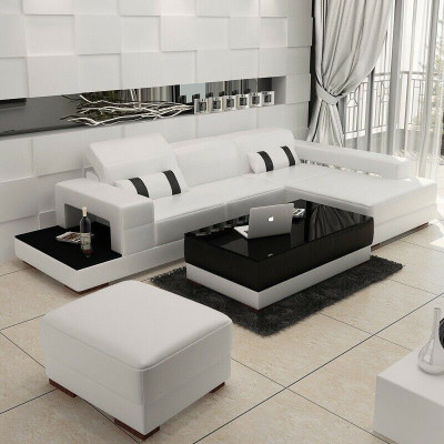 Canapé d'angle Upholstery Living Paysage en cuir Canapé d'angle avec tabouret