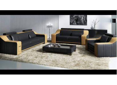 Sofa en cuir Canapé Paysage vivant 3+2+1 places Ensemble de canapés modernes neufs