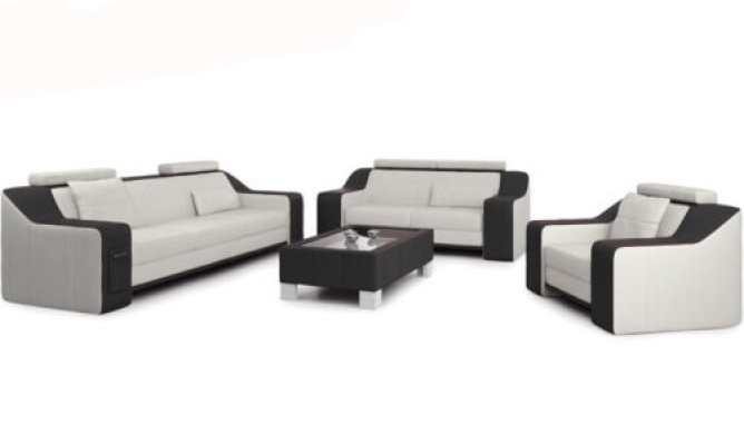 Sofa en cuir Canapé Paysage vivant 3+2+1 places Ensemble de canapés modernes neufs