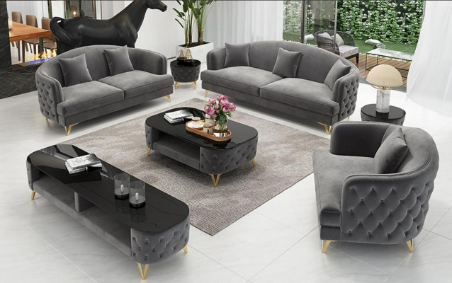 Ensemble de canapé de luxe, ensemble de canapé en tissu, ensemble de siège canapé 3 places 321, 3 pièces.