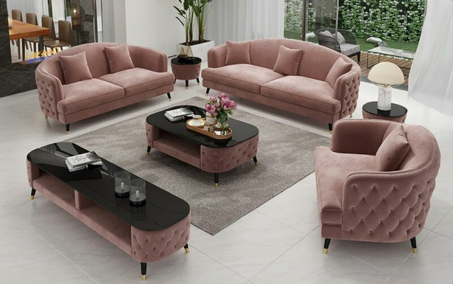 Ensemble de canapé de luxe, ensemble de canapé en tissu, ensemble de siège canapé 3 places 321, 3 pièces.