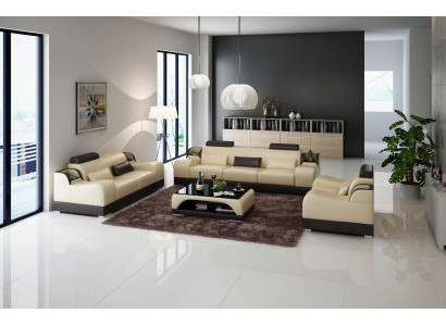 Ensemble de canapé design 3-2-1 Canapé en cuir Canapé Suite Ensemble de tapisserie