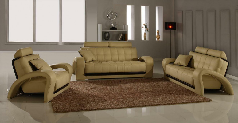 Canapé en cuir Canapé Ensemble de salon 3+1+1 places Suite Sofa Set de canapés