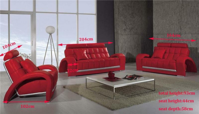 Canapé en cuir Canapé Ensemble de salon 3+1+1 places Suite Sofa Set de canapés