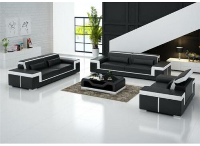 Canapé en cuir Canapé Canapé 3+2+1 Suite de Sièges Design Canapé Moderne