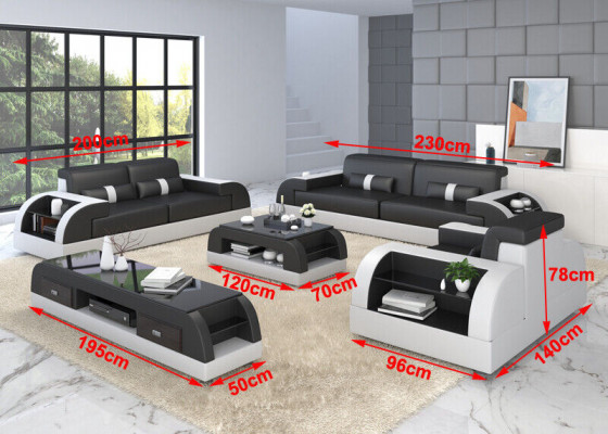 Ensemble de canapés Rembourrage 3-2-1 Ensemble de canapés Design Canapés Cuir Modernes