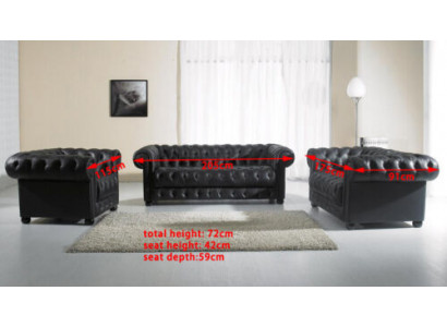 Canapés Chesterfield Canapés Tissus Cuir 3-2-1 Ensemble de canapés de 3 places