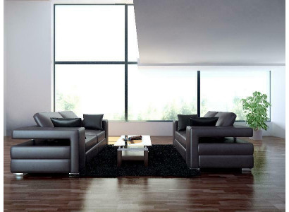 Canapé en cuir Ensemble de 3 places + 2 places Design moderne Canapé.