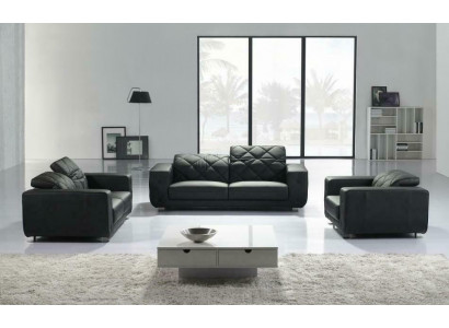 Canapé en cuir Ensemble de 3+2 places Design de paysage vivant Moderne en cuir