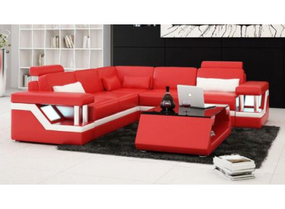 Canapé design Canapé Sofa d'angle Cuir Tissu Rembourrage Suite Paysage de vie