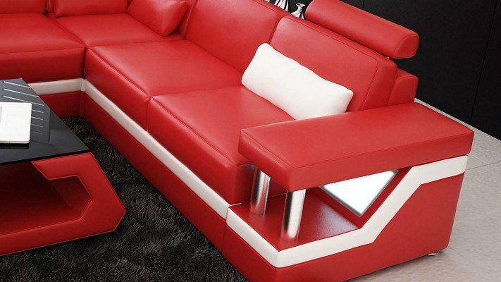 Canapé design Canapé Sofa d'angle Cuir Tissu Rembourrage Suite Paysage de vie