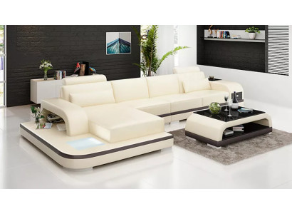 Design Living Landschaft Ecksofa Polster-Eckgarnitur Ledersofa Luxuriöses Sitzmöbel-Set