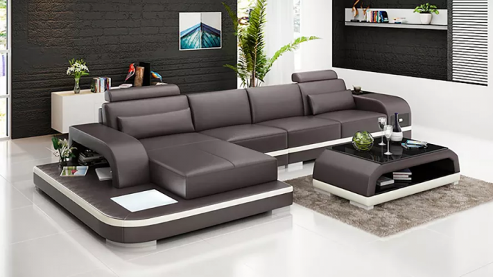 Design Living Landschaft Ecksofa Polster-Eckgarnitur Ledersofa Luxuriöses Sitzmöbel-Set