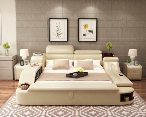 Conception de lit exclusive Lits rembourrés Étagère Économiser Étagères Doubles sûres