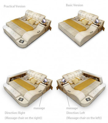 Lit fonctionnel de luxe avec rangement sécurisé pour ordinateur portable, lits doubles de mariage xxl en cuir pour hôtel