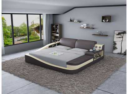 Chambre de luxe Lit d'ameublement Design en cuir Double Lits d'hôtel Textile