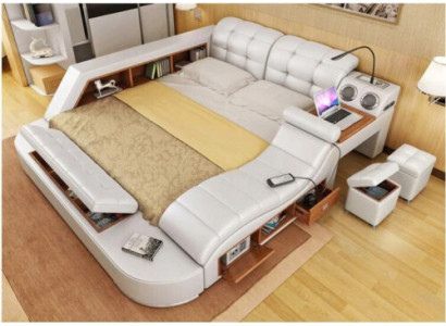 Lit multifonction - Coffre-fort - Chaise longue chauffante - USB - Double Hôtel sonore