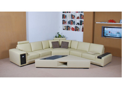 Canapé design Canapé d'angle avec tabouret Suite Rembourrage Salon paysager