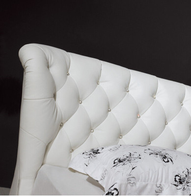 Lit de designer Chesterfield en cuir de luxe Double lits d'hôtel Chambre de luxe pour dormir