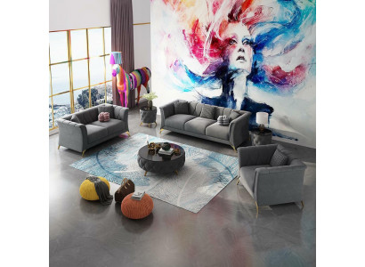 Ensemble canapé Chesterfield design Canapé Canapé Rembourrage Velours 321 Sièges Canapé