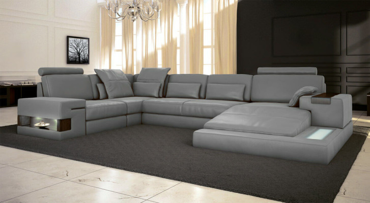 Canapé en forme de U Canapé Suite Rembourrage Paysage vivant Canapé d'angle Design Cuir