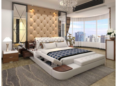 Conception de lit multifonction Revêtement de lit Lit double Lits Chesterfield de luxe