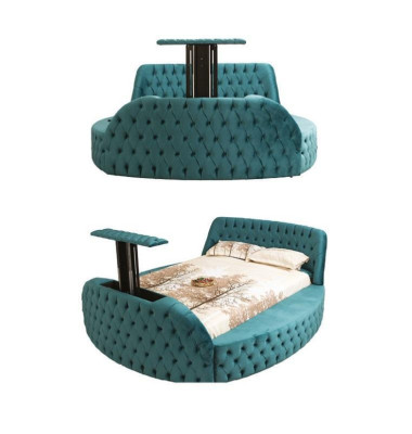 Étagère de lit multifonction avec station de charge USB double pour lits textiles 180x200