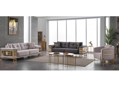 Ensemble de canapé moderne trois places fauteuil salon meubles en acier inoxydable 3 pièces.