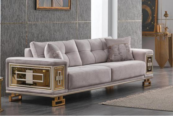 Ensemble de canapé moderne trois places fauteuil salon meubles en acier inoxydable 3 pièces.