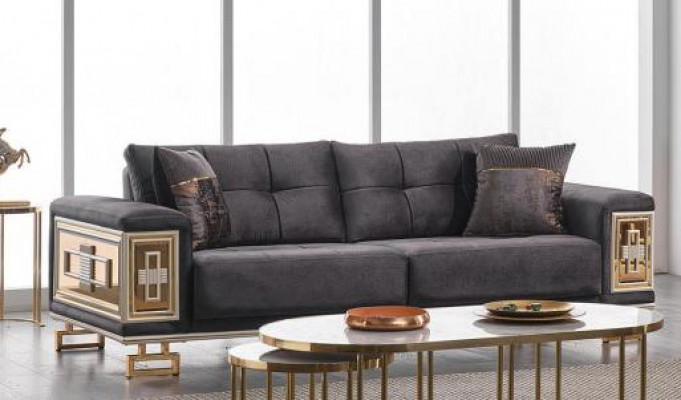 Ensemble de canapé moderne trois places fauteuil salon meubles en acier inoxydable 3 pièces.