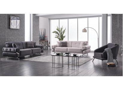 Ensemble de canapés gris pour salon Canapés Trois places Fauteuil Complet Ensemble de 3 pièces