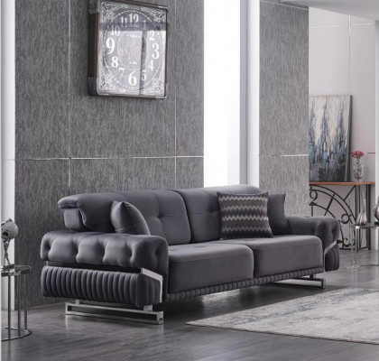 Canapé gris Mobilier de salon complet Canapé trois places de luxe upholstéré
