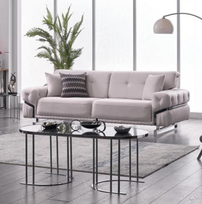 Canapé gris Mobilier de salon complet Canapé trois places de luxe upholstéré