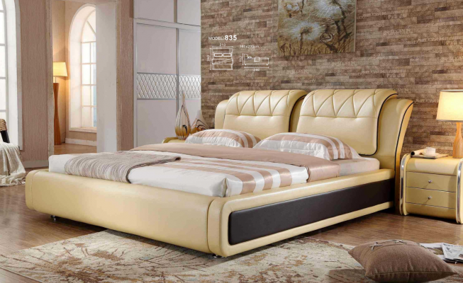 Chambre de luxe Lit Rembourrage Design Lits Doubles d'Hôtel Lit en Cuir