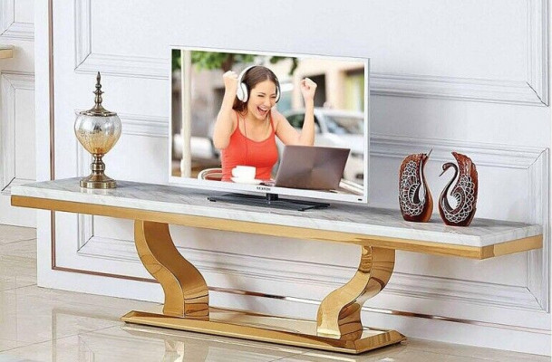 Buffet design moderne en acier inoxydable pour télévision, étagère, commode, console neuve.