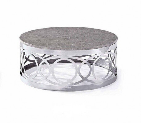 Table basse ronde de luxe de designer pour canapé en acier inoxydable de salon