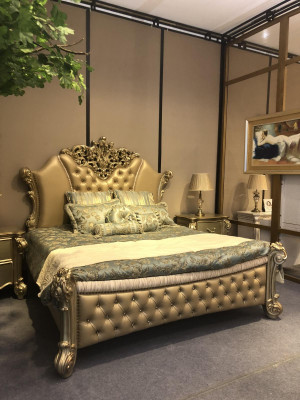 Chambre 3 pièces. Ensemble Lit 2x Table de chevet Console Lits Doubles de Luxe