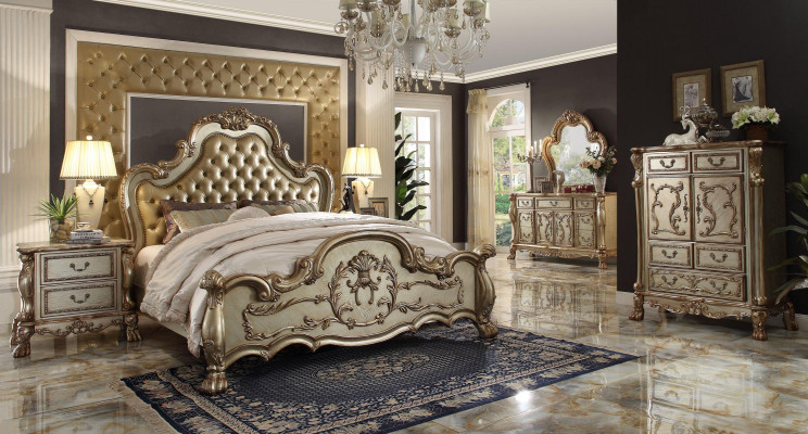 Lit 2x Table de chevet 3 pièces Ensemble de chambre lits de luxe de designer Chesterfield