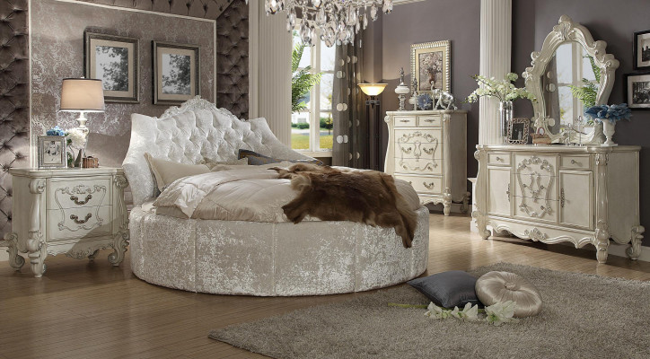 Lit 2x Table de chevet 3 pièces Ensemble de chambre Lits nouveau luxueux Chesterfield