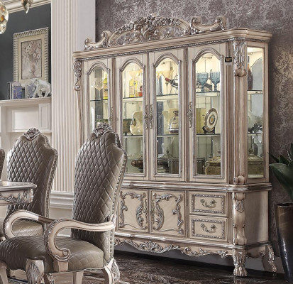 Vitrine de design classique avec vitrine en verre, vitrine d'armoire présentoir étagère baroque