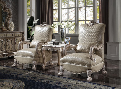 2x Fauteuil Table d'appoint Table de salon Canapé Table basse Ensemble de 3 pièces