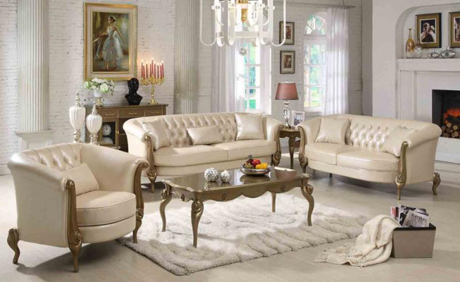 Ensemble de canapé de mobilier de luxe Canapé Canapé Rembourrage 3+2+1 places avec table basse Canapés