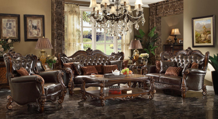 Suite de meubles rembourrés en bois sculpté - Ensemble de canapé 3+2 places