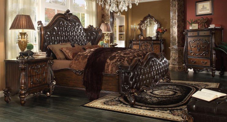 Ensemble de chambre de luxe de la classe Baroque Rococo Lit Décor Lit double Lits
