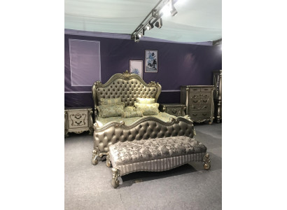 Lit 2x Table de chevet 3 pièces. Ensemble de chambre à coucher Design Lits de luxe Chesterfield