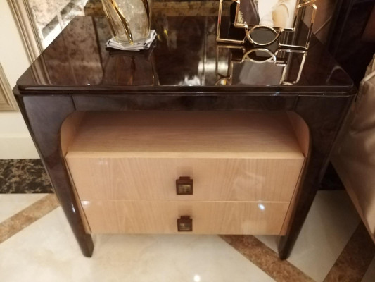 Lit 2x Table de chevet 3 pcs. Ensemble de chambre à coucher Design Moderne de Luxe